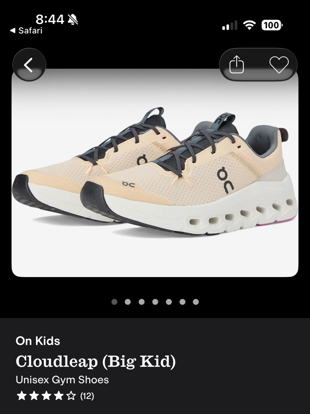 On Running Kids Cloudleap big kids size 5